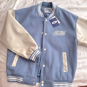 Aelfric Eden Baby Blue & White Varsity Bomber Jacket